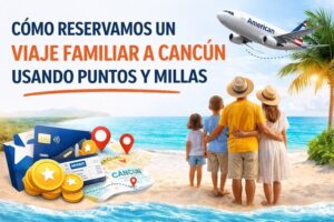 Viaje familiar a Cancún reservado usando puntos y millas para vuelos y hotel.