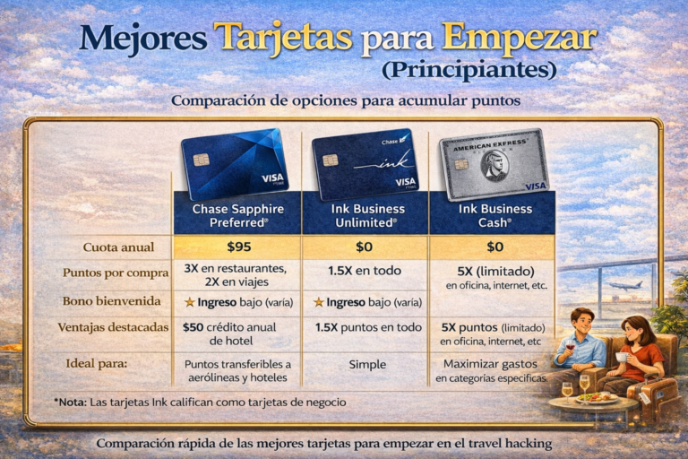 Comparación de las mejores tarjetas para empezar a ganar puntos y millas