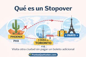 Qué es un stopover en vuelos con puntos: ejemplo de ruta Phoenix, Toronto y París