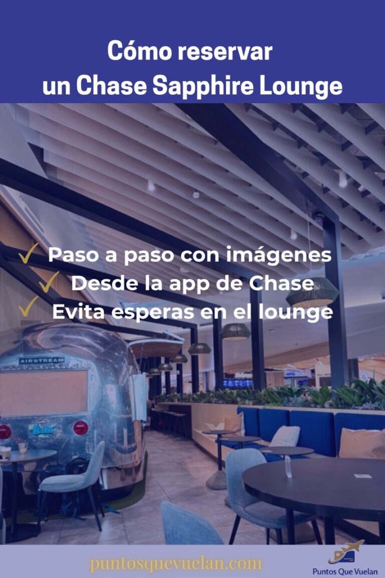 Infografía sobre cómo reservar un Chase Sapphire Lounge paso a paso desde la app de Chase.