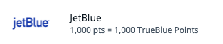 Transferencia de puntos Chase Ultimate Rewards a JetBlue TrueBlue con proporción 1:1