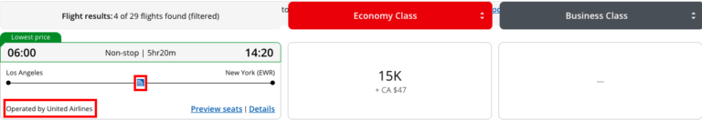 Vuelo operado por United Airlines disponible en Air Canada Aeroplan por 15,000 puntos